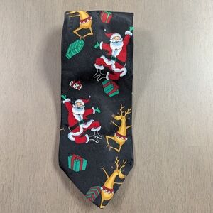Hallmark Black Tie with Santa and Reindeer Design